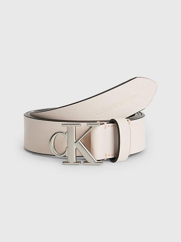 Calvin Klein USA Leather Logo Womens Belt Beige 3896047-XI